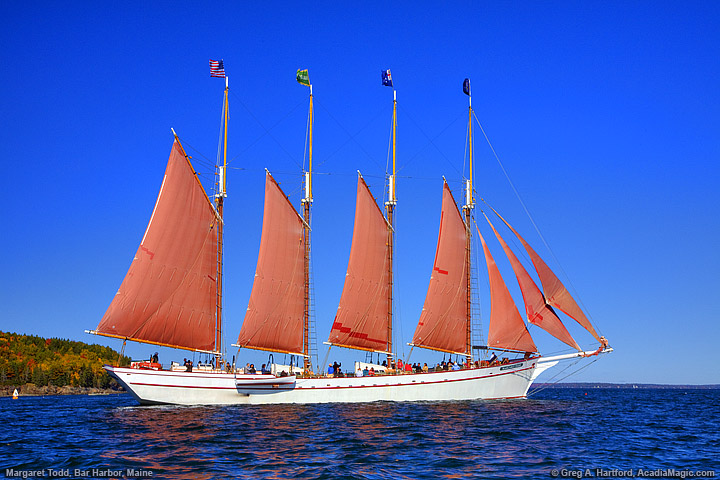 Photo of the Margaret Todd schooner sailing again a blue sky.